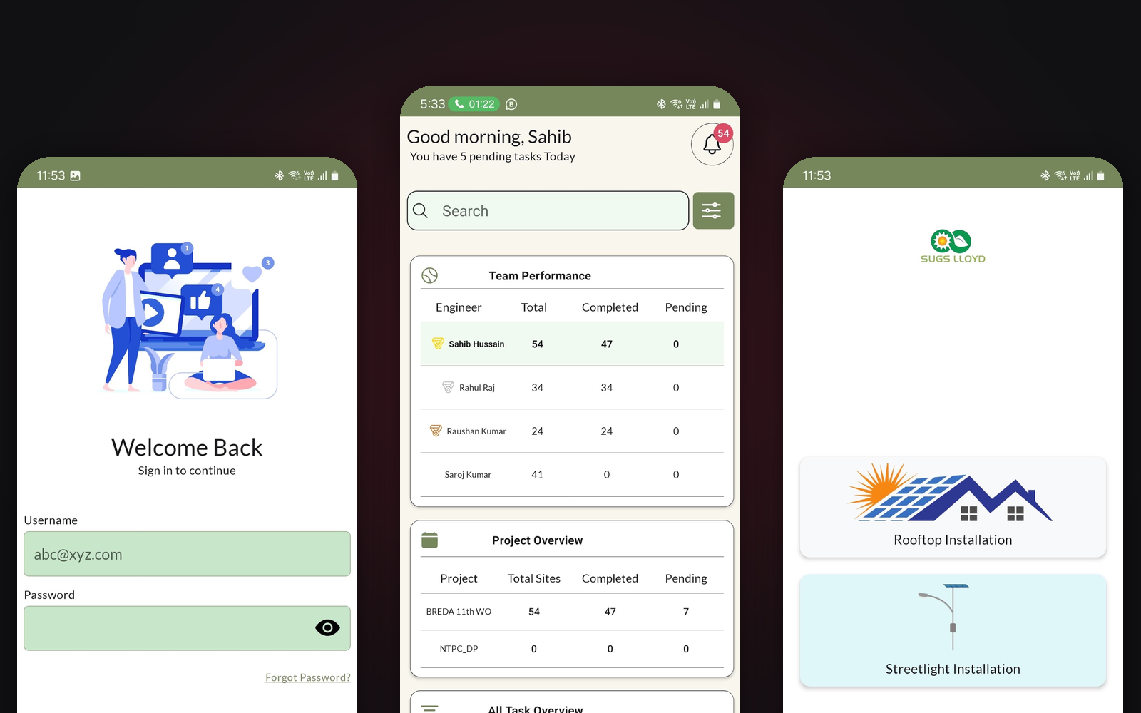 LloydWFM — Workforce & Vendor Task Management App for Sugs Lloyd mockup