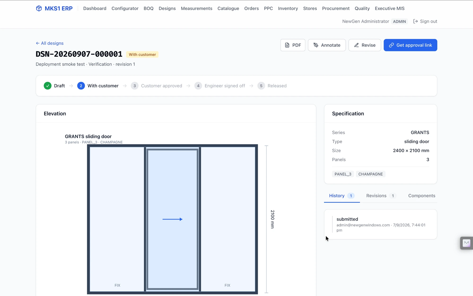 NewGen ERP — Manufacturing ERP for uPVC & Aluminium Window and Door Fabricators screenshot