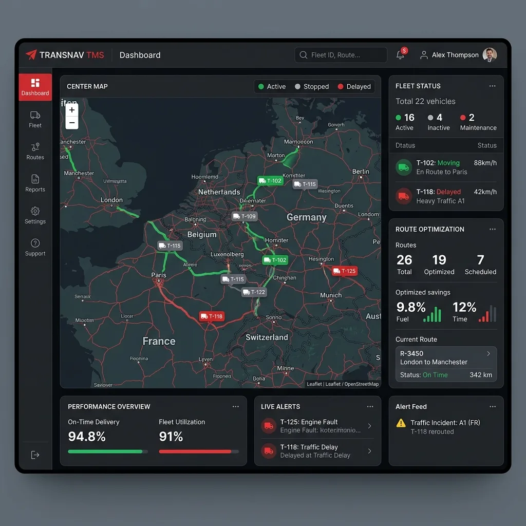 Transport Management System (TMS) — dashboard overview